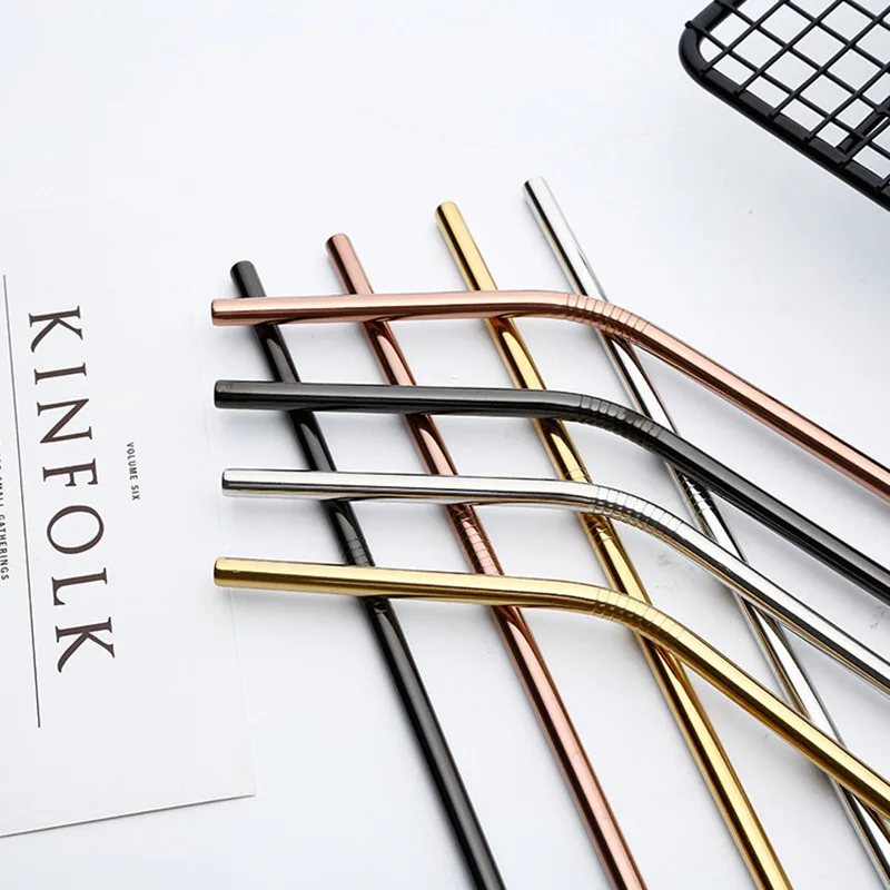 Stainless Steel Drinking Straws Reusable For Birthday Wedding Decorative Party Event Supplies Summer Metal Straw Brush | Дом и сад