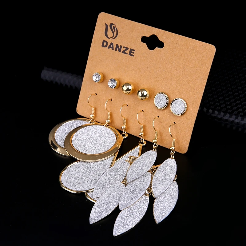 Danze 6 пар/лот золото Цвет Винтаж панк капли воды листьев матовые Кристаллические