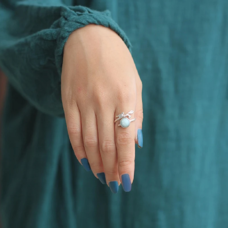 Женское кольцо Аквамарин Lotus Fun винтажное дизайнерское ювелирное изделие ручного