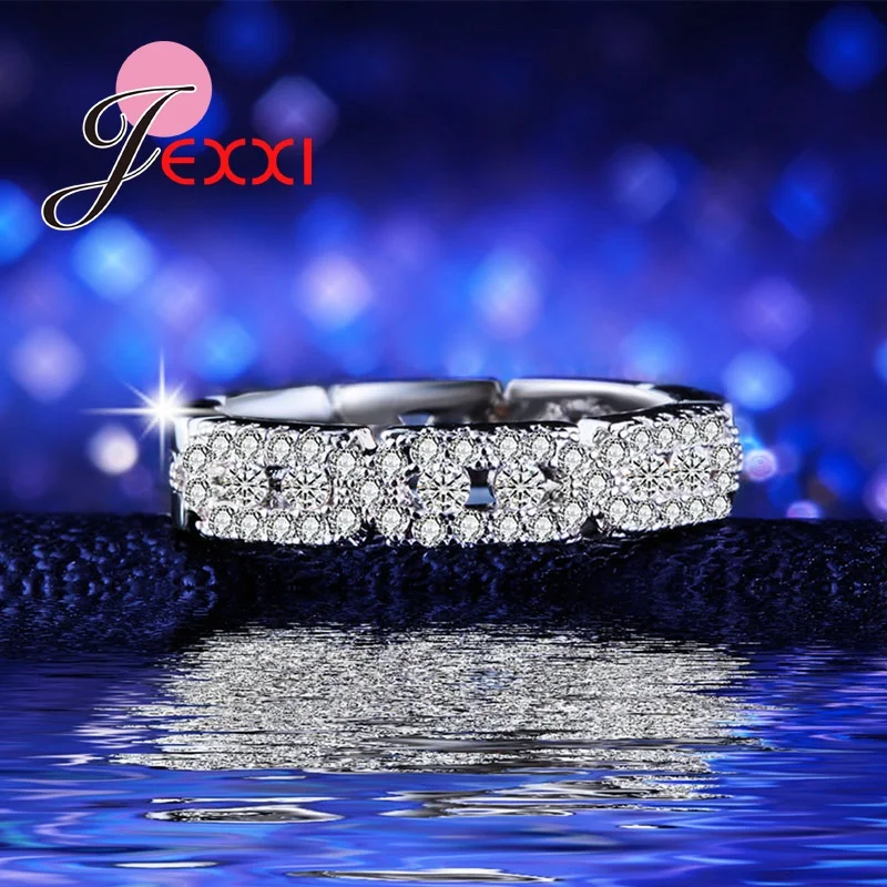 Фирменный дизайн открытые прозрачные серебряные кольца с кубическим цирконием