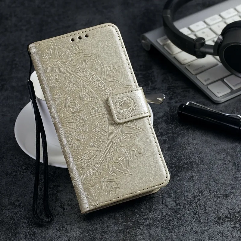 Золотой Чехол для телефона Etui, чехол для sony Xperia XA XA1 XA2 XZ XZ1 XZ2 XZ3 Z3 Z5 L1 L2, ультра мини-кошелек с тотемным принтом из искусственной кожи - Цвет: Золотой