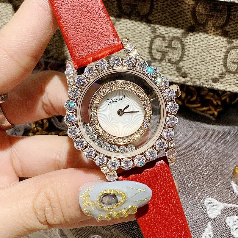 2019 Fashion Women Rose Gold Watches Women Roll Drill Dress Rhinestone Quartz Wrist Watch Diamond Bracelet Ladies Watch Clocks