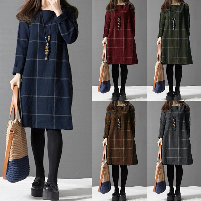Весна Осень 2020 винтажное женское хлопковое льняное платье большого размера