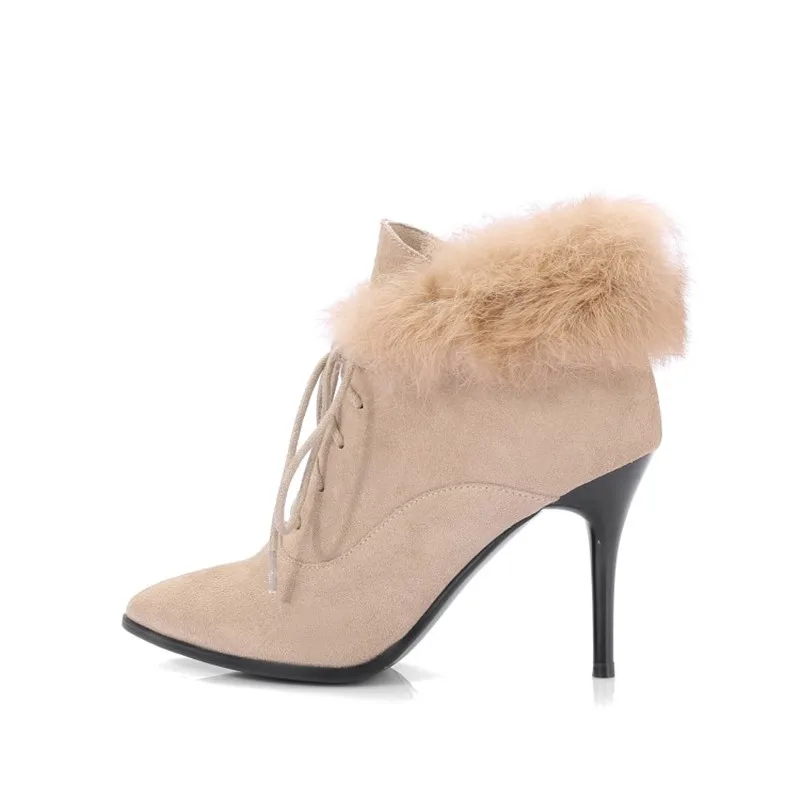 2017 autumn winter ankle boots Short ultra 11.5cm thin high heels sexy lady point toe fashion solid party shoes size 34-42 | Обувь