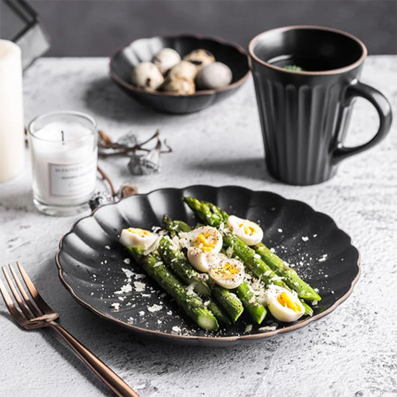 Черный Пномпень ретро керамические тарелки Бытовая Посуда соус рисовые миски