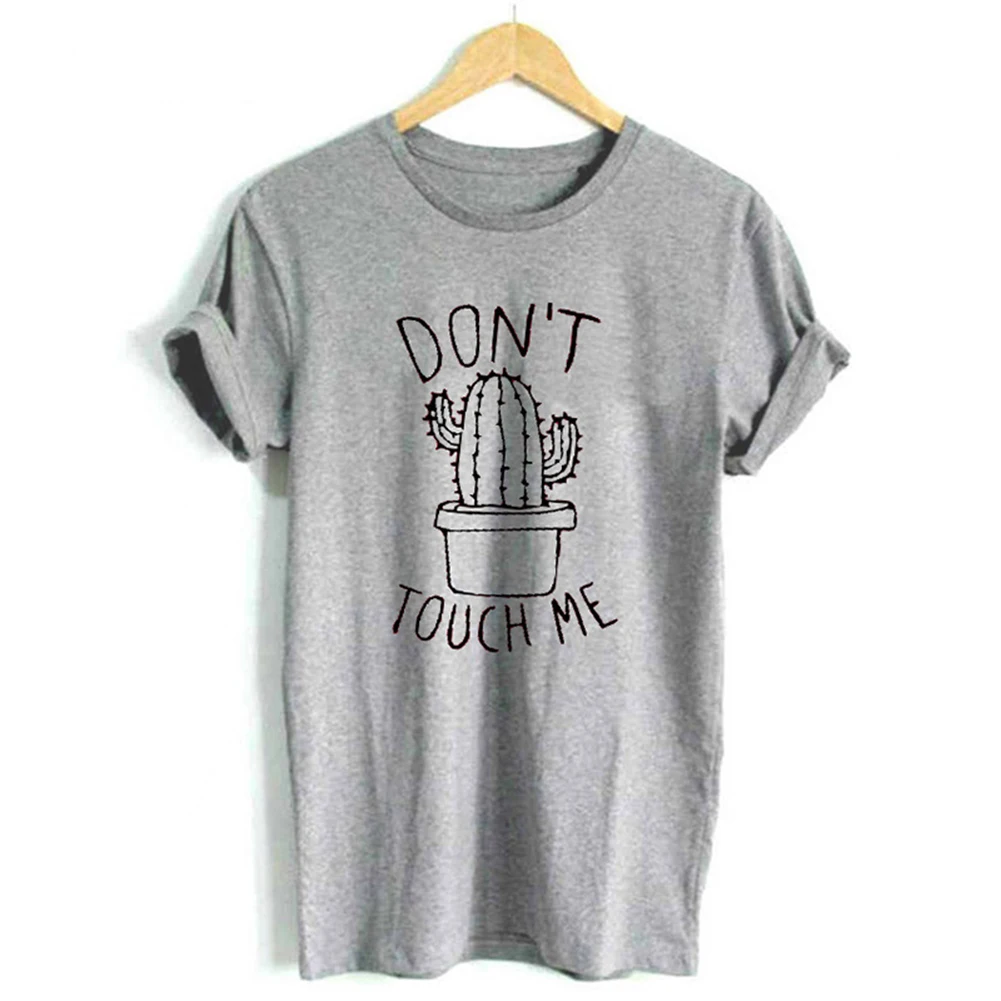 Женская футболка с принтом кактуса хлопковая Однотонная короткими рукавами и