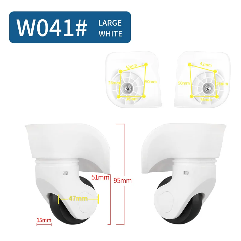 W041 Large White Замена багажных колес Ремонт 14-30 дюймов аксессуары для багажа ролики Спиннер колеса Замена колес для чемоданов ролики - Цвет: W041 Large White