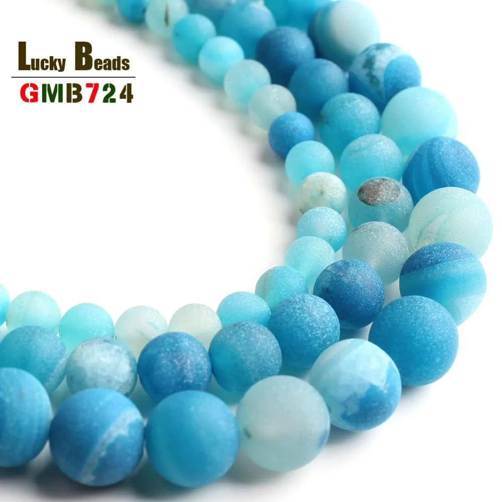 Round Bead Ball Blue smile Cracked Stone Beads Dull Polished Matte For DIY Necklace Bracelets Jewelry Making 15&quot 6 8 10mm | Украшения и