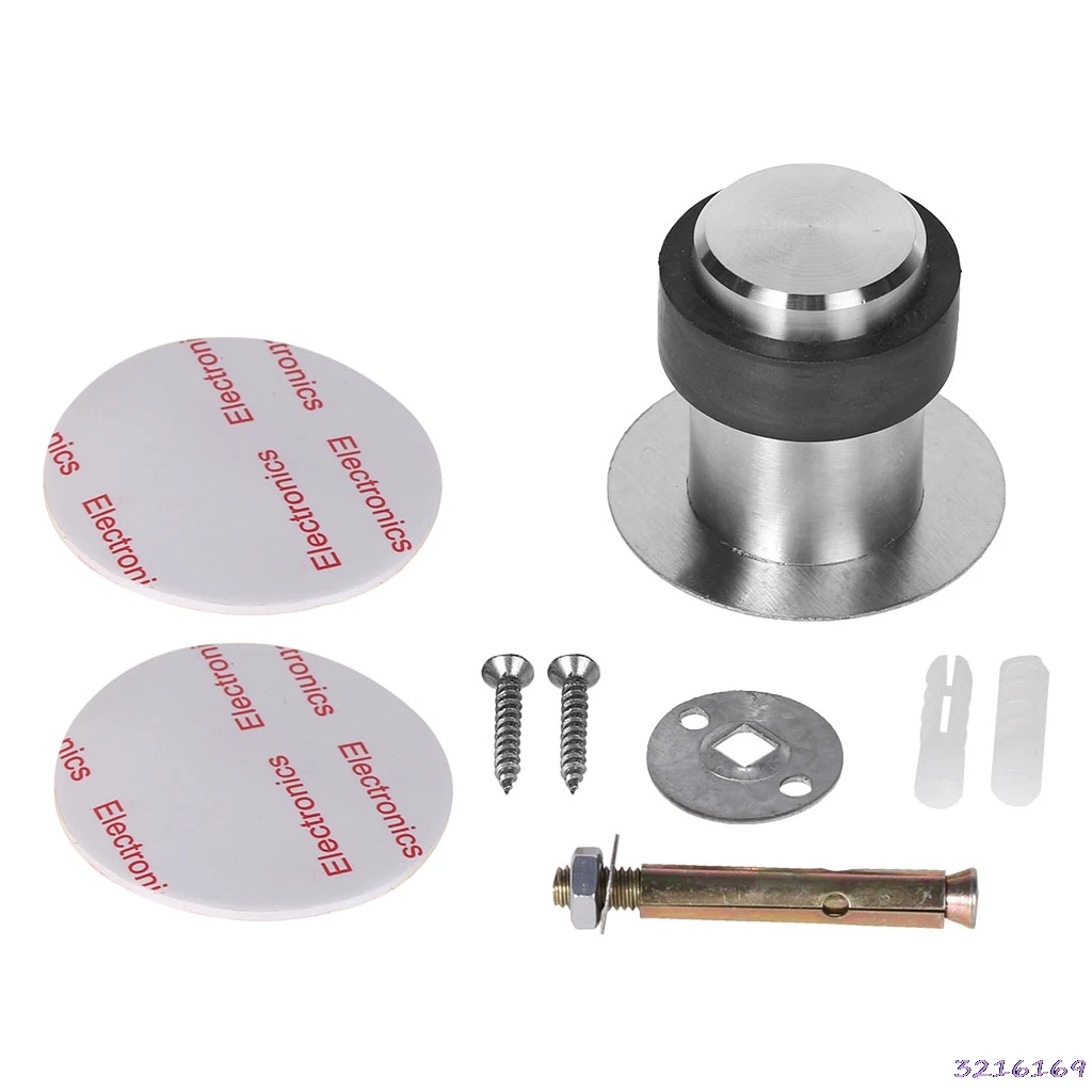 

Door Stops Anti-Collision Stainless Steel Rubber Stopper Round Floor Mounted New