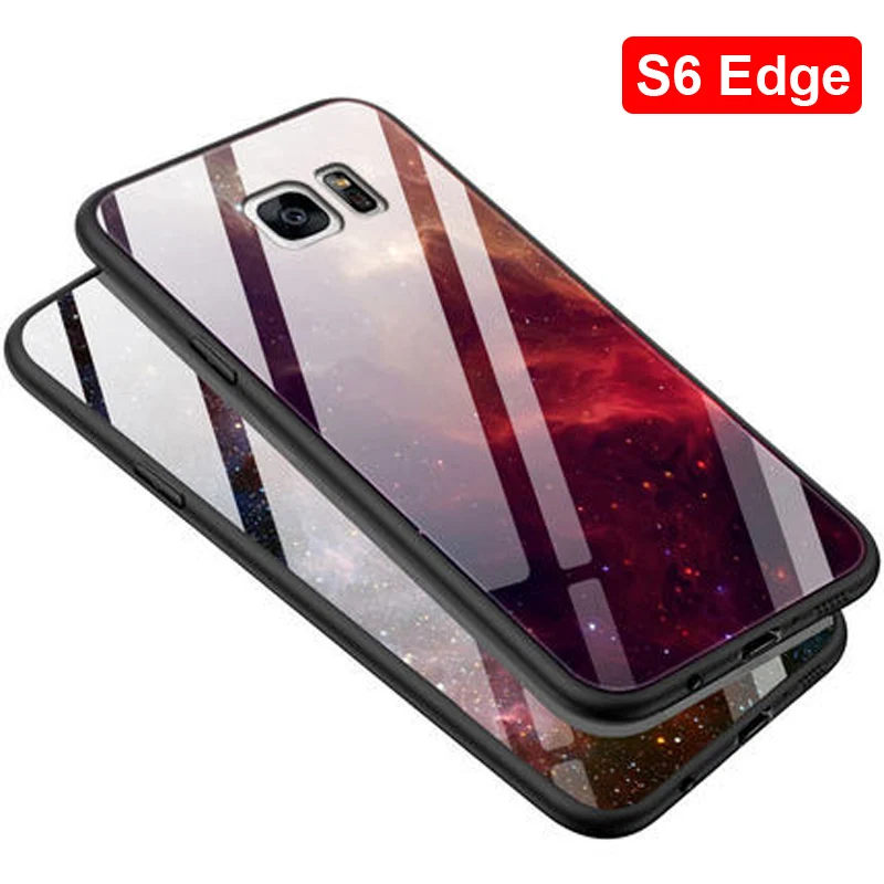 Чехол из закаленного стекла для Samsung Galaxy S6 Edge мягкая силиконовая рамка жесткая