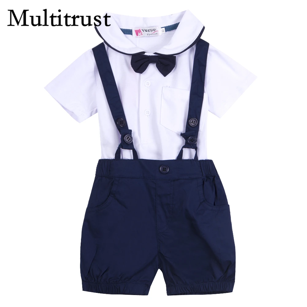 Citgeett New Toddler Baby Infant Boys BowTie White T-shirt Bib Pants Overalls Kids Clothes Set Summer Fashion |