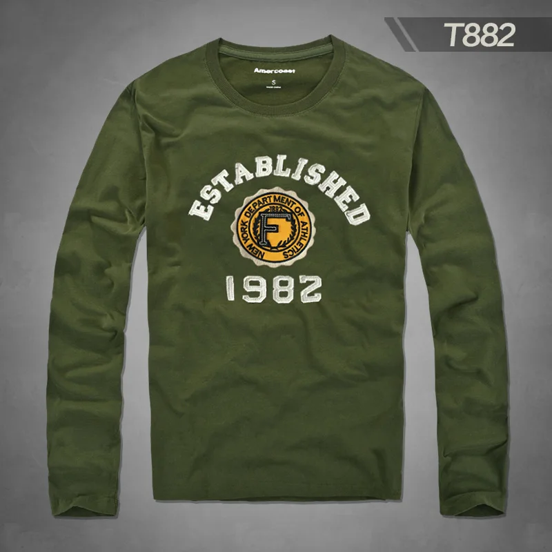 T882 Military Green Футболка с круглым воротником, футболка из чистого хлопка, спортивный костюм из чистого хлопка, повседневные мужские модные футболки, подарок на день отцов - Цвет: T882 Military Green