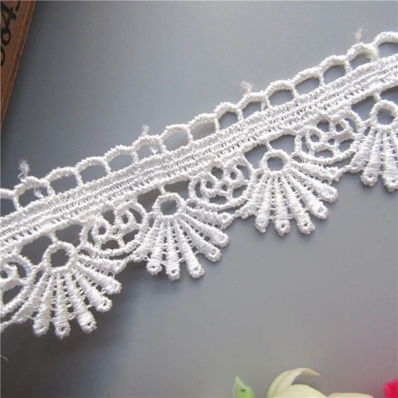 2 ярда белая вышитая кружевная отделка в форме фотоэлемента ленточная ткань