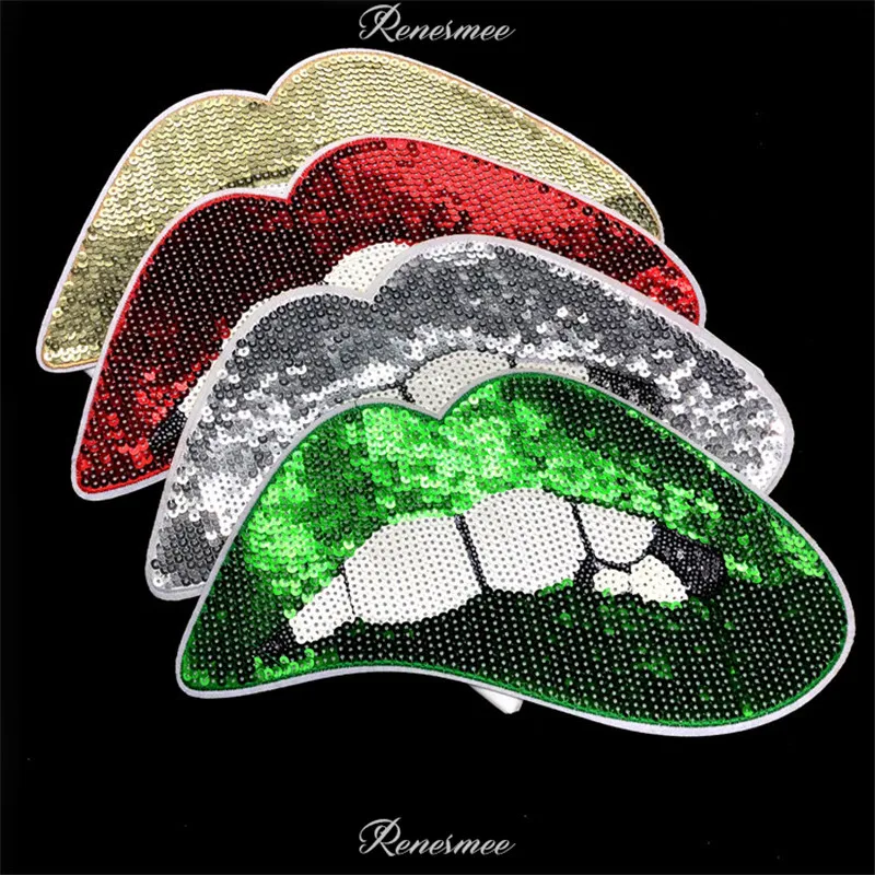 1 шт. декоративная клейкая нашивка с блестками и губами вышивка тканевые наклейки