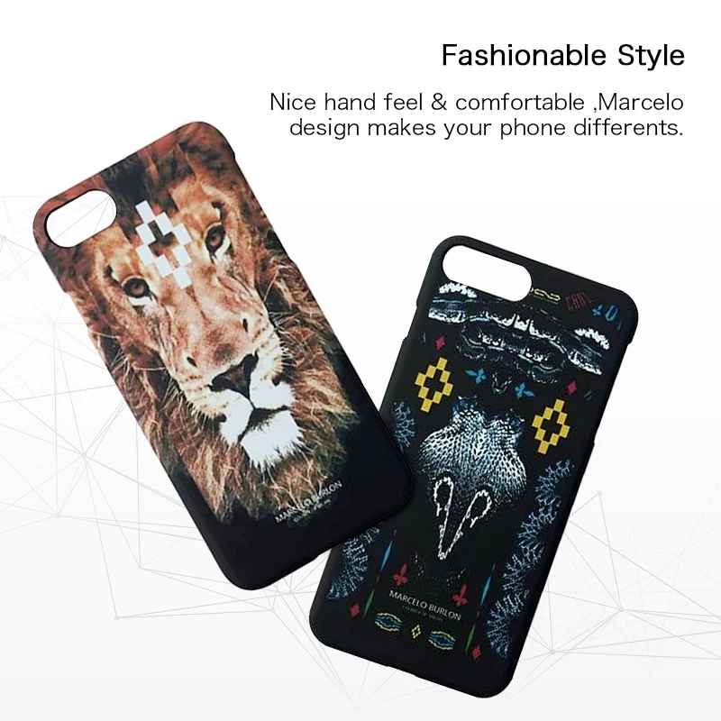 Чехол с изображением животных для iPhone 7 8 Plus Marcelo Burlon чехол s Tiger Жесткий ПК эффектом