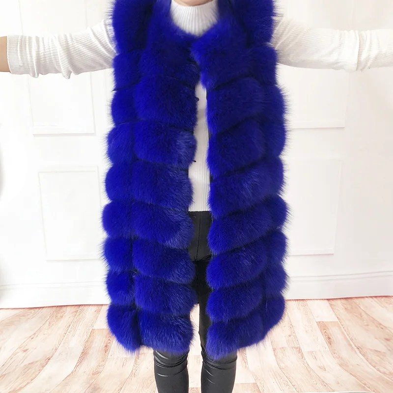 Женское пальто из натурального Лисьего меха, жилет из натурального Лисьего меха, теплое зимнее пальто, пальто из натурального меха, красивое пальто из натурального меха, куртка - Цвет: Blue