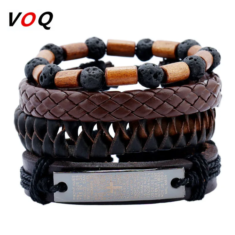 Мужские и женские кожаные браслеты 4 шт. регулируемый кожаный браслет в стиле