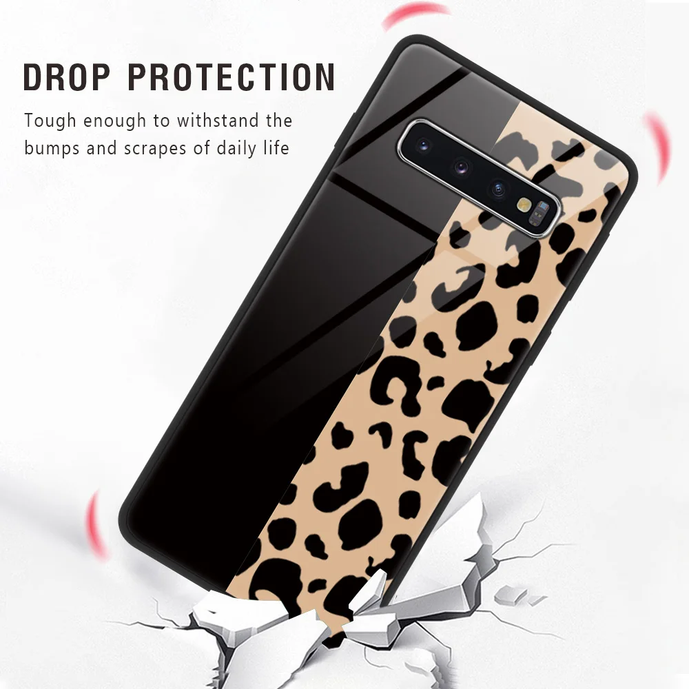 Мягкий чехол из закаленного стекла с леопардовым принтом для iPhone XS MAX XR 6 7 8 6S Plus 9 10