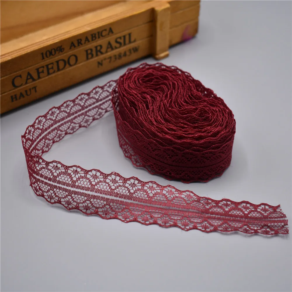 Wine Red Высокое качество 10 ярдов кружево, лента, тесьма ширина 28 мм Отделка Ткань DIY вышитый сетчатый шнур для шитья украшения африканская кружевная ткань - Цвет: Wine Red