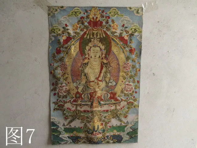 

Tibet, silk embroidery thangka guanyin bodhisattva