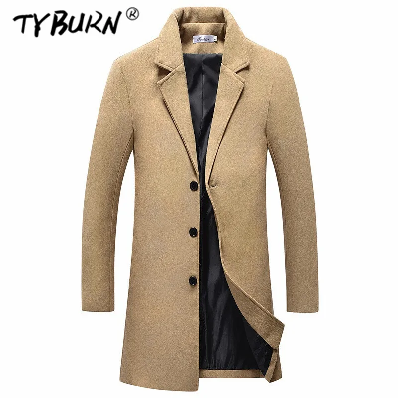 TYBURN/зимнее мужское модное шерстяное пальто для мальчиков Повседневная