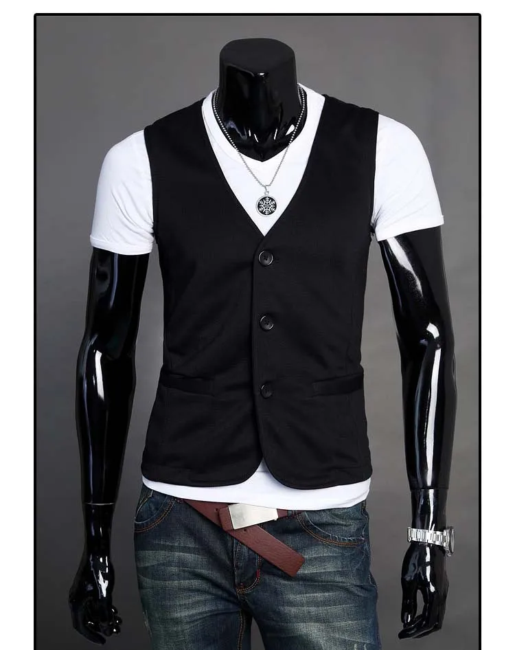 2016 Новинка без рукавов жилет тонкий мужские жилеты повседневный хлопок Человек