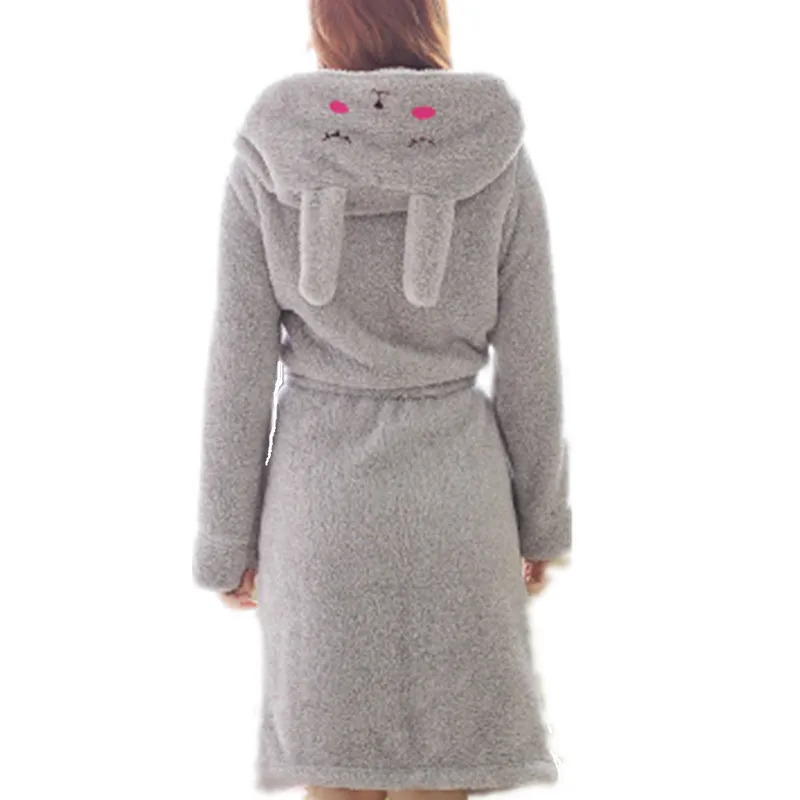 Осенне зимний женский халат для сна милые женские банные халаты с капюшоном