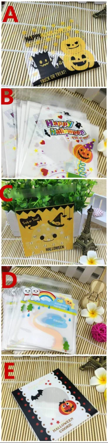 100pcs Halloween rainbow pumpkin smiley gift ziplock Bags Cookies Cake biscuit candy Self-adhesive Packaging Party bag 10x10cm | Дом и сад