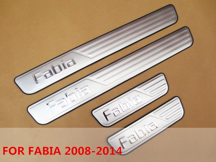 Нержавеющая сталь порога полосы для Skoda Fabia 2008 09-16 снаружи автомобиль-Стайлинг