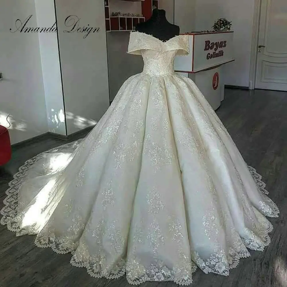 Bestidos de novia вырез лодочкой кружева складочный орнамент атласное свадебное