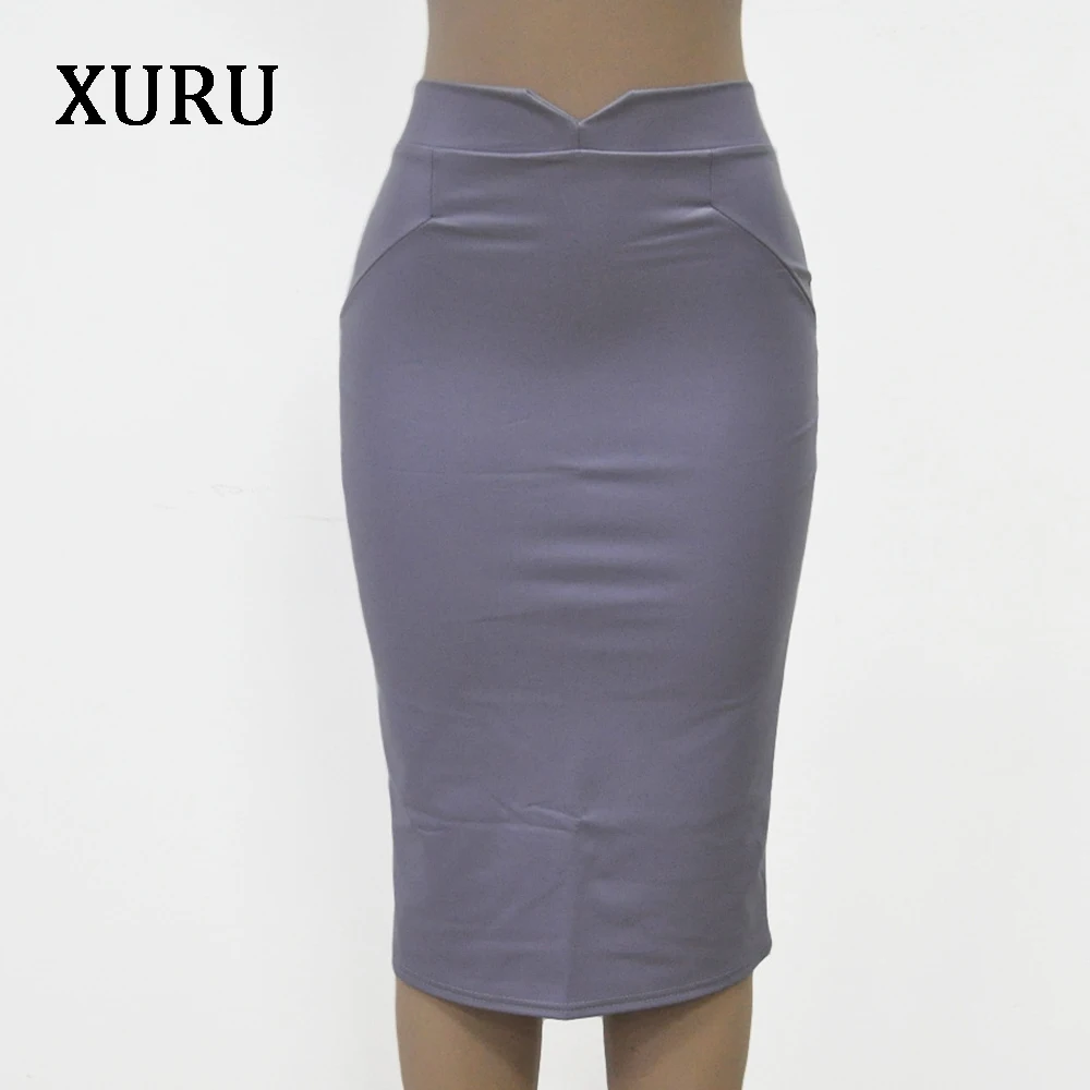 

XURU 2020 spring and summer new sexy PU bag hip leather skirt skirt high-end Slim casual plus velvet comfortable skirt