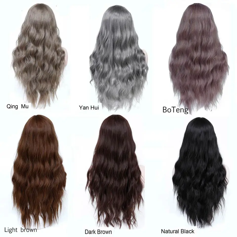 Allaosify длинные волнистые волосы для женщин Синтетические серые парики белых - Фото №1