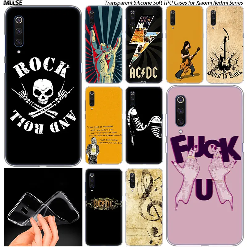 Мягкий силиконовый чехол Rock roll для Xiaomi Pocophone F1 Mi 5X A1 6X A2 8 SE Lite Play Mix3 9 9SE 9T Pro CC9 Модный