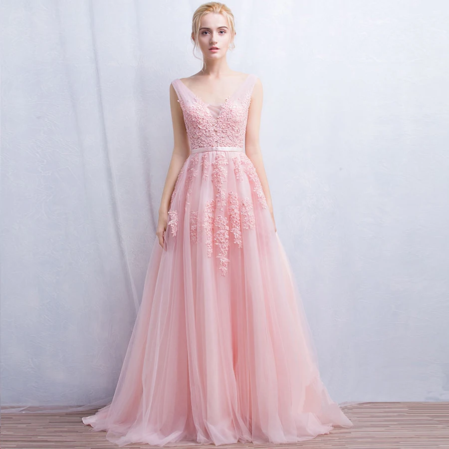 Бургундия Аппликации Танк v образным вырезом A Line платье для выпускного бала без