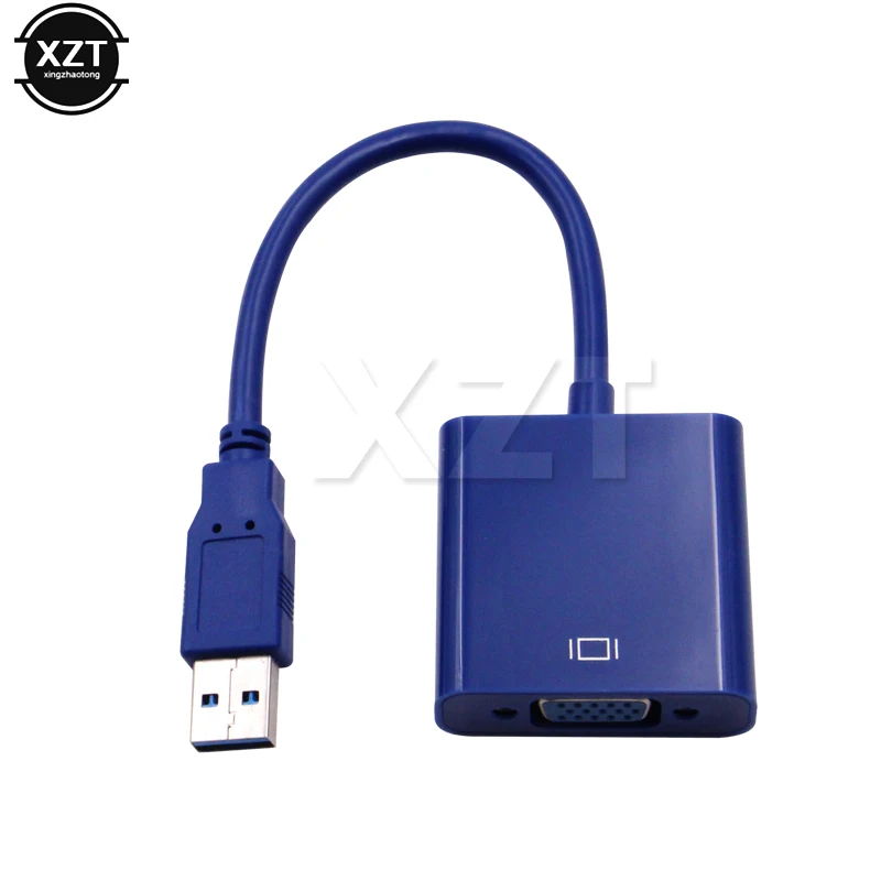 Синий 1 шт. USB 3,0-VGA 1920x1080p мульти-дисплей видео Графическая карта внешний кабель адаптер для Win 7 8 10 - Цвет: Синий