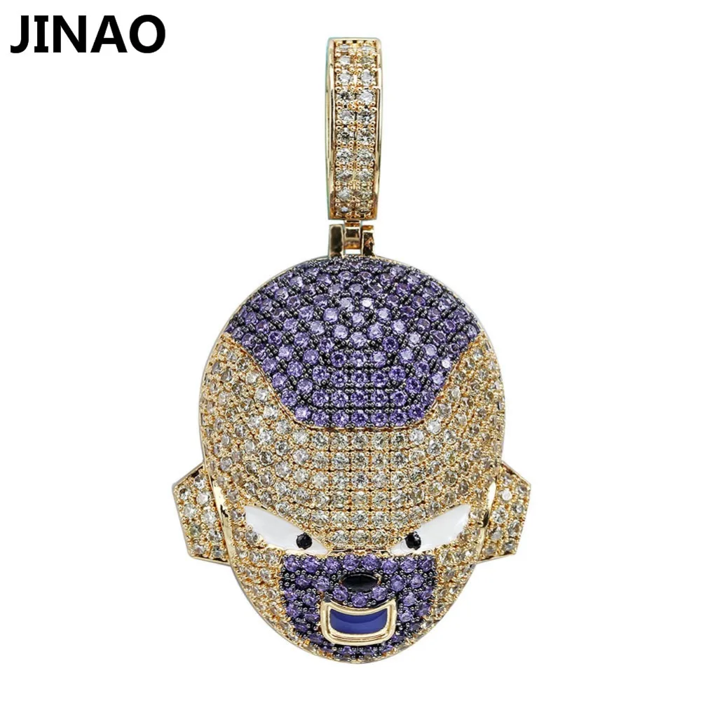 Jinao для хип-хопа ювелирные изделия Dragon Ball Iced Out цепь аниме Frieza кулон кубический циркон уникальная цепочка с подвеской для рождественских подарков