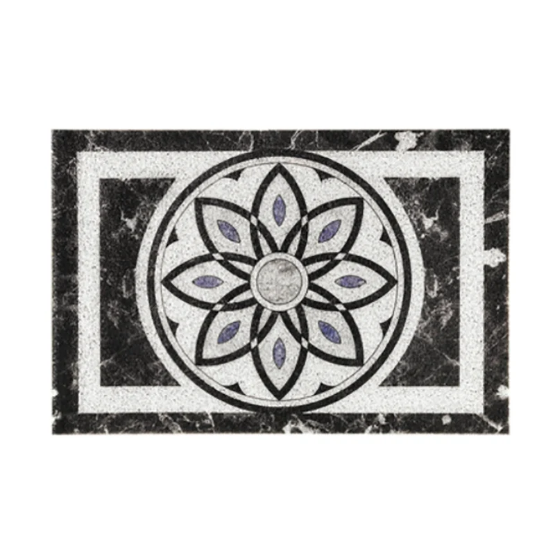 Black Daisy ПВХ шелковая петля пылезащитный коврик для ног Мандала Цветочный Принт дверной коврик скребок для обуви для входной двери Ванна Вход снаружи нескользящий коврик - Цвет: Black Daisy