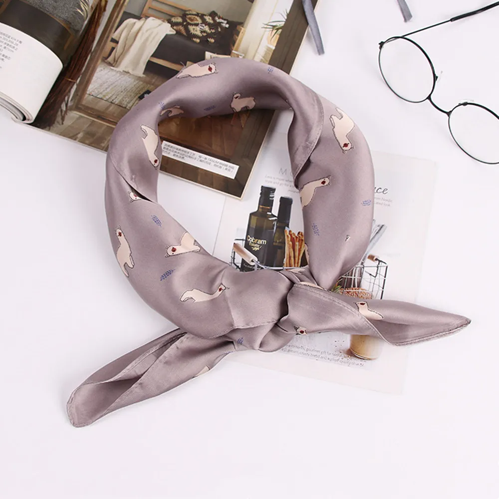 Summer Scart Women Alpaca Print Silk Scarf Fashion Ladies Elegant Small Square Ribbon Head Bands Quality Scarves Ornaments| |