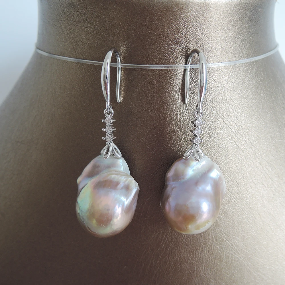 Серьги из 100% натурального пресноводного жемчуга с крючком серебра 925 пробы