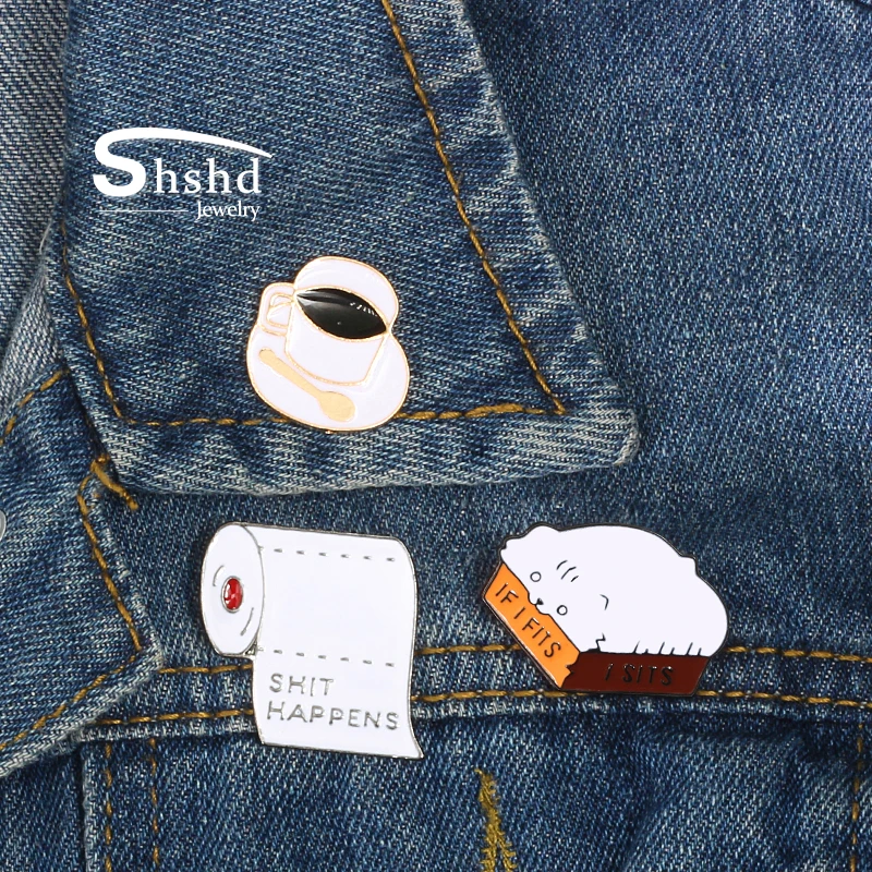 Shshd эмалированная брошь в рулоне для ленивых кошек модная кофейных чашек женские