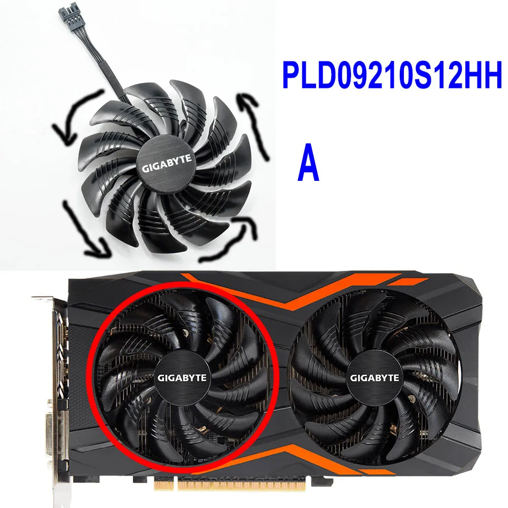 PLD09210S12HH A 88 мм T129215SU PLD09210S12HH 4Pin вентилятор охлаждения для Gigabyte GeForce GTX 1060 1070 GTX1060 GTX1070 RX 580 Вентилятор Охлаждения видеокарты - Цвет лезвия: PLD09210S12HH A