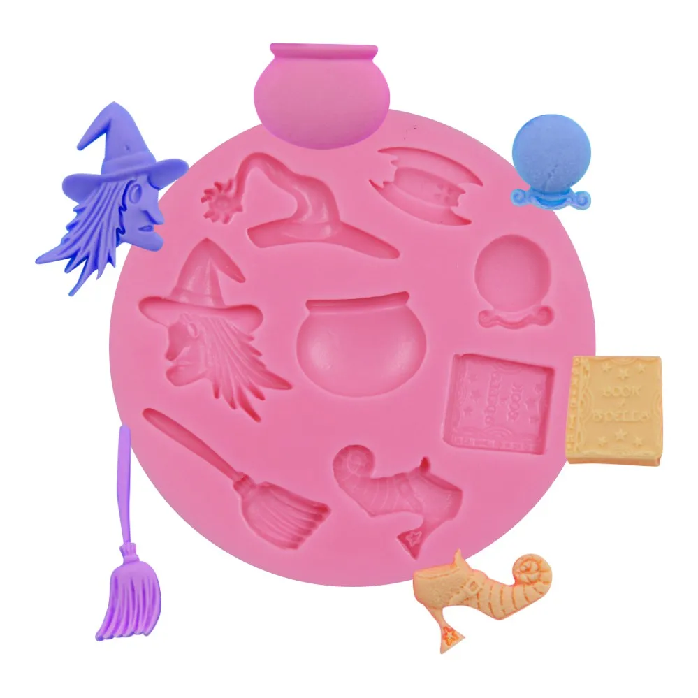 Хэллоуин ведьма силиконовые формы для торта горшки помадка 3D инструменты