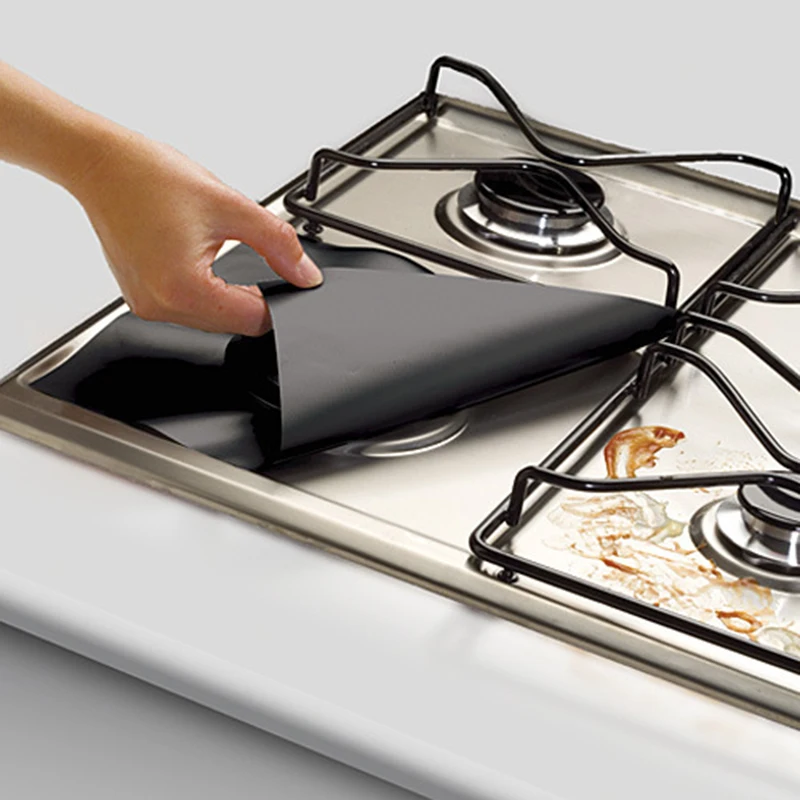 4pcs 27* 27cm Gas Stove Protector Pad Burner Protection Easy to Cleaning Reusable Cooking Cover Mat Tools For Kitchen | Дом и сад