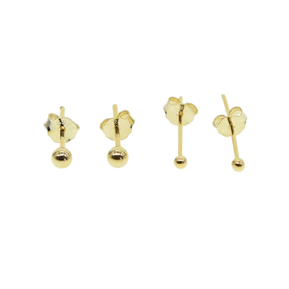 gold 2mm Минималистичные 2 мм 3 мм круглые серьги в горошек для женщин золотого цвета, Крошечные маленькие сережки-гвоздики Oorringen 925 - Окраска металла: gold 2mm