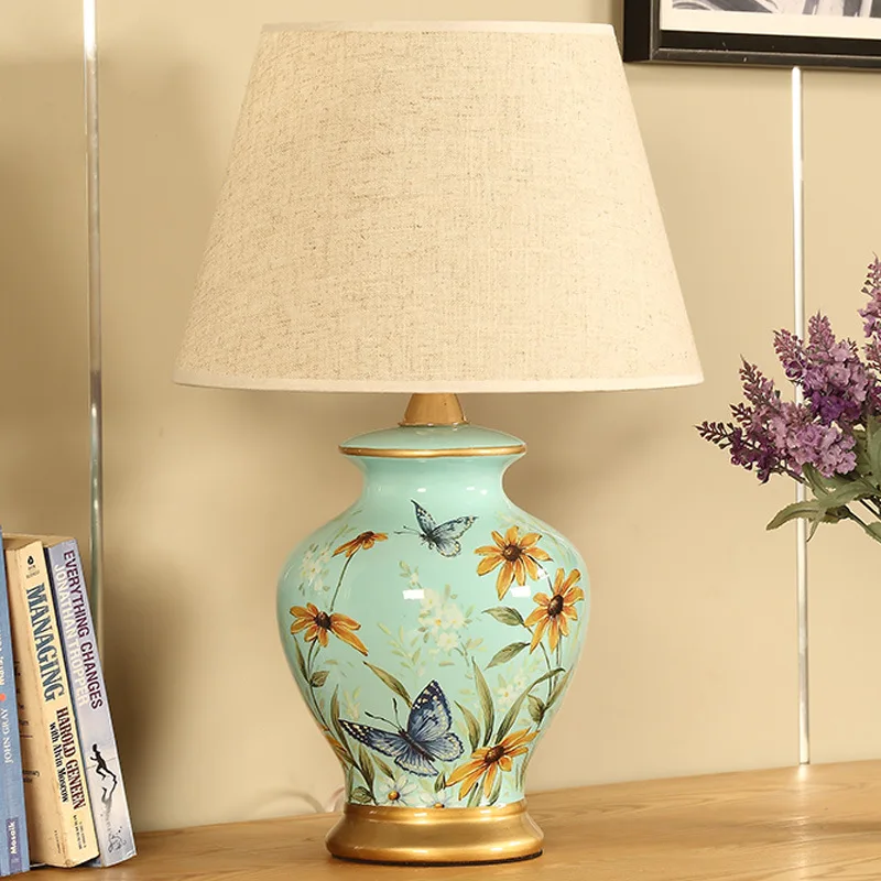 TUDA Simple Modern Ceramic Dimming Table Lamp Wedding Home Remote Control European Retro | Лампы и освещение