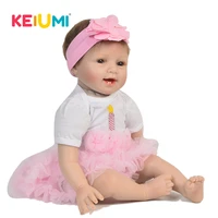 lifelike 22 inch newborn reborn dolls soft silicone 55 cm realistic smiling face baby dolls for wholesale childrens day gift