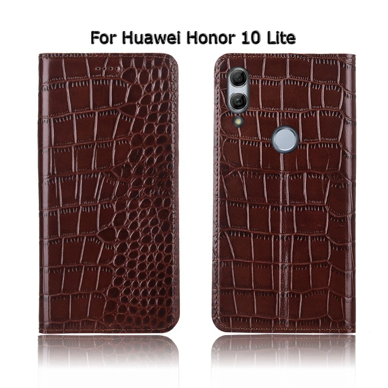 Топ из натуральной коровьей кожи чехол для Huawei Honor 9 9i 10 10i 20i Lite чехол-подставка Флип Крокодил зерна чехол для телефона