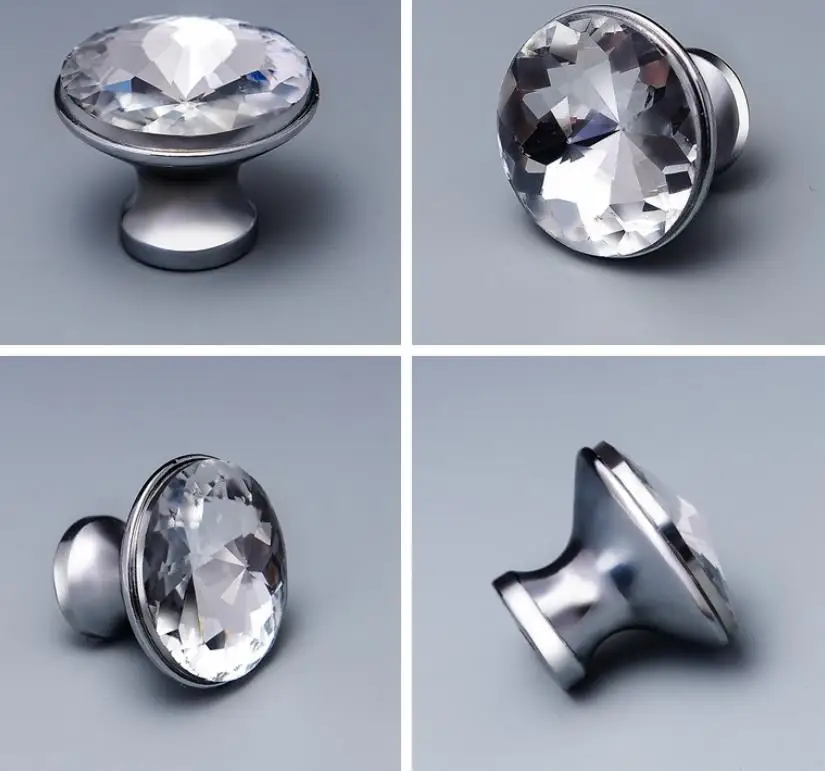 

30mm Diamond Shape Crystal Glass Knobs Cupboard Pulls Drawer Knobs Kitchen Cabinet Handles Furniture Handle Hardware Wholesale