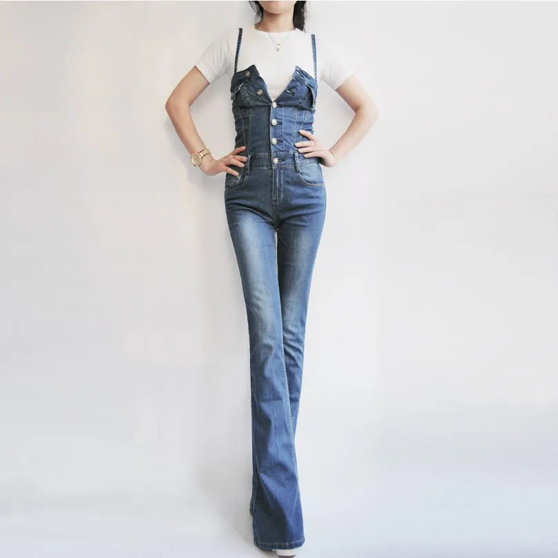 Free Shipping 2021 Jeans Fashion Plus Size 24-30 Pants For Tall Women High Quality Overalls Jumpsuit And Rompers Denim Trousers