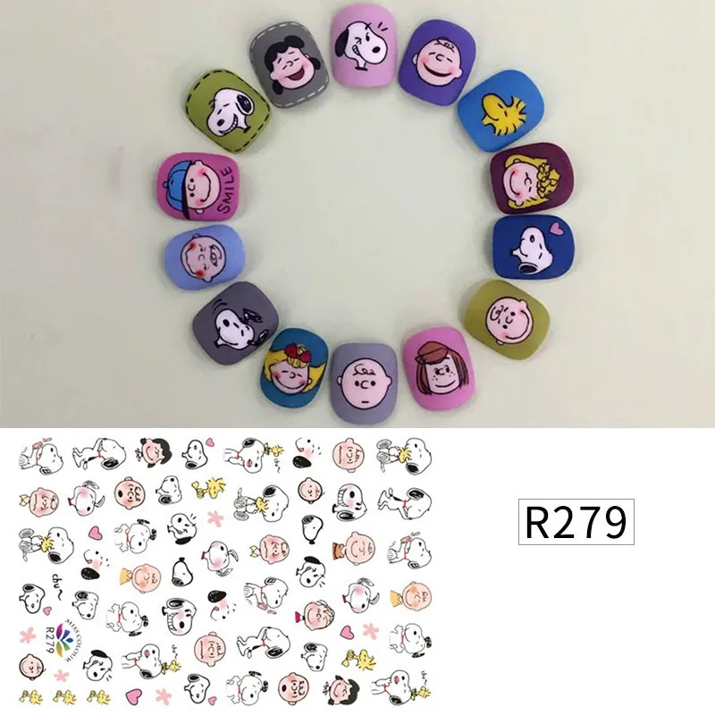 New Snoopy nail sticker mm bean summer small fresh flowers cartoon character stickers nail patch Cute nail sticker